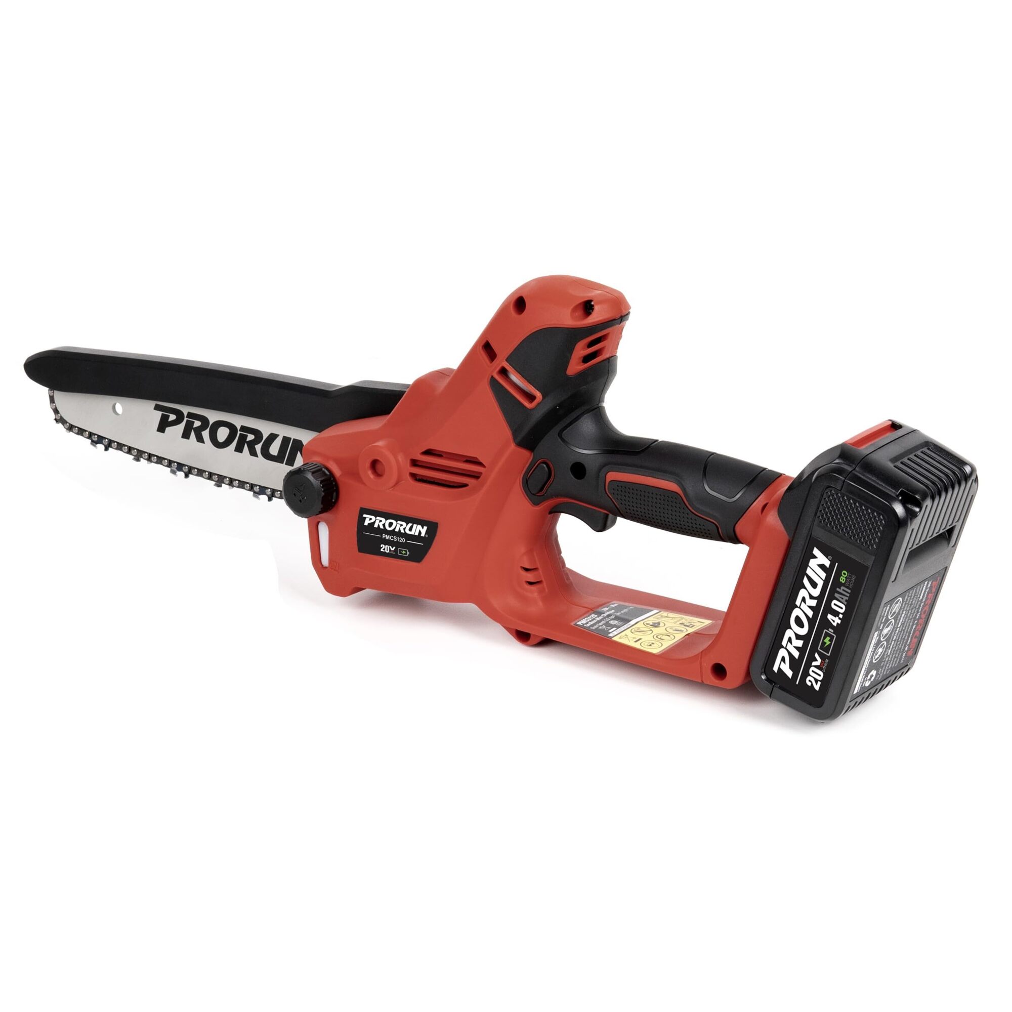 PRORUN, 20V 7in. Cordless Mini Chainsaw + Battery + Charger,  Model# PMCS120